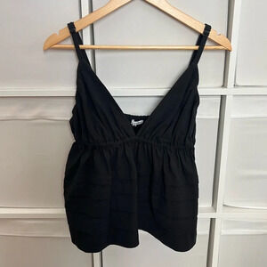 Reformation Vivien V-Neck Top Black